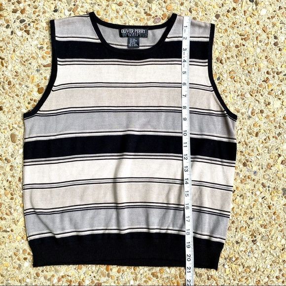 Oliver Perry Silk Blend Striped Tank M Petite - Picture 4 of 6
